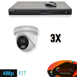Colorvu Set 3x Turret 4MP Colorvu Recorder + Bekabeling