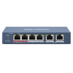 DS-3E0106HP-E, 6 Poorts, 1x High PoE, 3x PoE, 2x Uplink