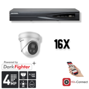 Set 16x Turret 4MP + Recorder & Bekabeling