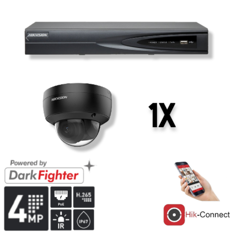 Set 1x Dome 4MP + Recorder & Bekabeling