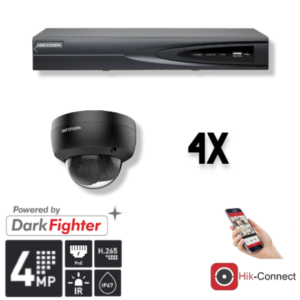 Set 4x Dome 4MP + Recorder & Bekabeling