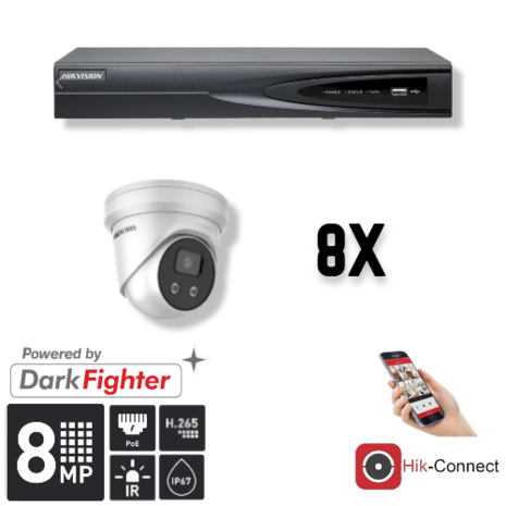 Set 8x Turret 8MP + Recorder & Bekabeling