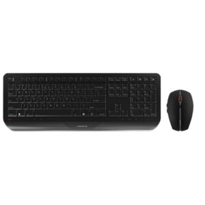 CHERRY Desktop GENTIX [EU/US] WL black US-Englisch mit EURO Symbol toetsenbord RF Draadloos Zwart