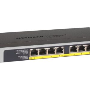 NETGEAR GS108LP Unmanaged Gigabit Ethernet (10/100/1000) Power over Ethernet (PoE) 1U Zwart, Grijs
