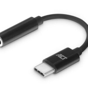 ACT AC7380 audio kabel tussenstuk 0,11 m 3.5mm USB Type-C Zwart