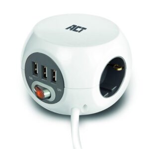 ACT AC2410 power uitbreiding 3 m 3 AC-uitgang(en) Binnen Wit