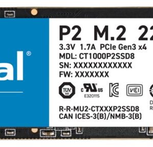 Crucial P2 M.2 1000 GB PCI Express 3.0 NVMe