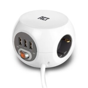 ACT AC2405 power uitbreiding 1,5 m 3 AC-uitgang(en) Binnen Wit