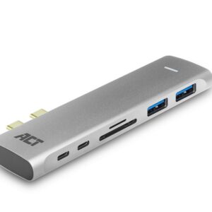 ACT AC7025 USB-C Thunderbolt™ 3 naar HDMI multiport adapter 4K, USB hub, cardreader en PD pass through