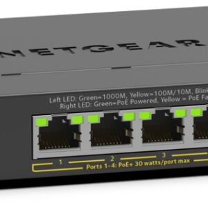 Netgear GS305EP Managed L2/L3 Gigabit Ethernet (10/100/1000) Power over Ethernet (PoE) Zwart